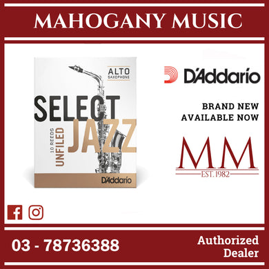 D’Addario RRS10ASX3S Select Jazz Unfiled Alto Saxophone Reeds, Strength 3.0 Soft, 10-Pack
