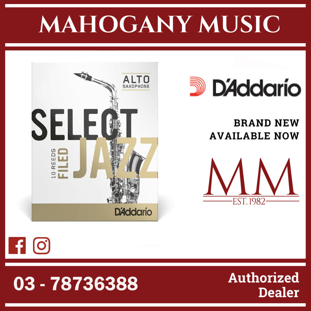 D’Addario RSF10ASX2S Select Jazz Filed Alto Saxophone Reeds, Strength 2.0 Soft, 10-Pack