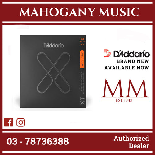 D'Addario XTAPB1047 XT Phosphor Bronze Coated Acoustic Guitar Strings, Extra Light, 10-47 Gauge