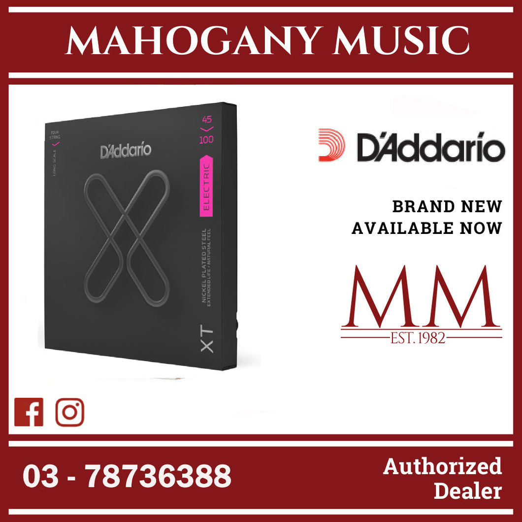 D’Addario XTB45100 XT Nickel Plated Steel Coated Electric Bass Strings, Regular Light, Long Scale, 45-100 Gauge