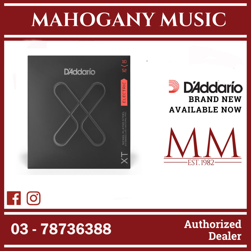 D'Addario XTE1052 XT Nickel Plated Steel Coated Electric Guitar Strings, Light Top/Heavy Bottom, 10-52 Gauge
