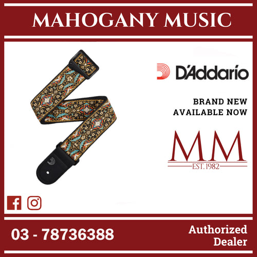 D’addario 50RW10 Eco Comfort Persian Woven Guitar Strap, Black