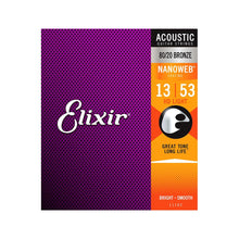 Elixir 11182 Nanoweb 80/20 Bronze Acoustic Guitar Strings 13-53
