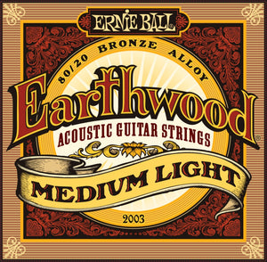 Ernie Ball P02003 Earthwood 80/20 Bronze Acoustic Guitar Strings, Medium Light, 12-54 Gauge
