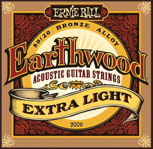 Ernie Ball P02006 Earthwood 80/20 Bronze Acoustic Guitar Strings, Extra Light, 10-50 Gauge