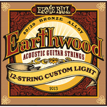 Ernie Ball P02013 Earthwood 80/20 Bronze 12-String Acoustic Guitar Strings, Custom Light, 10-48 Gauge
