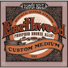 Ernie Ball P02143 Earthwood Phosphor Bronze Acoustic Guitar Strings, Custom Medium, 12.5-56 Gauge