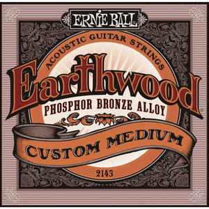 Ernie Ball P02143 Earthwood Phosphor Bronze Acoustic Guitar Strings, Custom Medium, 12.5-56 Gauge