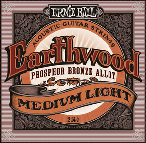 Ernie Ball P02146 Earthwood Phosophor Bronze Acoustic Guitar Strings, Medium Light, 12-54 Gauge