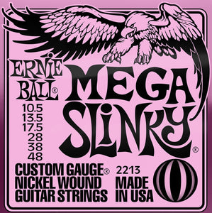 Ernie Ball P02213 Mega Slinky Nickel Wound Electric Guitar Strings, 10.5-48 Gauge