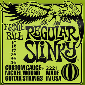Ernie Ball P02221 Regular Slinky Nickel Wound Electric Guitar Strings, 10-46 Gauge