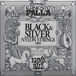 Ernie Ball P02406 Ernesto Palla Black & Silver Nylon Classical Guitar Strings, Medium Tension
