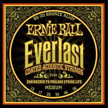 Ernie Ball P02554 Everlast Coated 80/20 Bronze Acoustic Guitar Strings, Medium, 13-56 Gauge