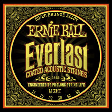 Ernie Ball P02558 Everlast Coated 80/20 Bronze Acoustic Guitar Strings, Light, 11-52 Gauge