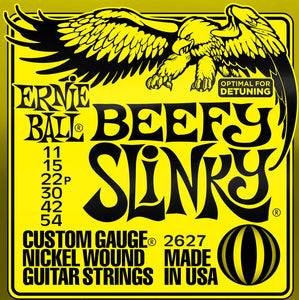 Ernie Ball P02627 Beefy Slinky Nickel Wound Electric Guitar Strings, 11-54 Gauge