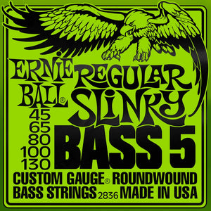 Ernie Ball P02836 Regular Slinky Nickel Wound 5-String Electric Bass Strings, 45-130 Gauge