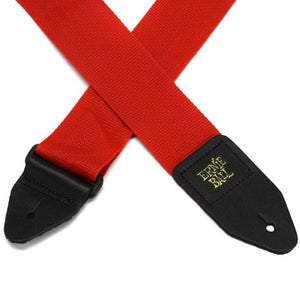 Ernie Ball P04040 Polypro Guitar Strap with Leather Ends, Red