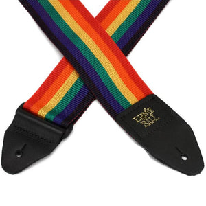 Ernie Ball P04044 Polypro Guitar Strap with Leather Ends, Rainbow