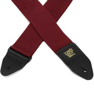 Ernie Ball P04047 Polypro Guitar Strap with Leather Ends, Burgundy