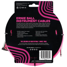 Ernie Ball P06078 Braided Straight to Right Angle Instrument Cable, Neon Pink, 10ft