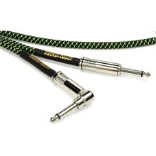 Ernie Ball P06082 Braided Straight to Right Angle Instrument Cable, Black & Green, 18ft