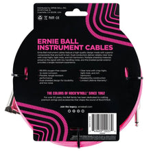 Ernie Ball P06083 Braided Straight to Right Angle Instrument Cable, Neon Pink, 18ft