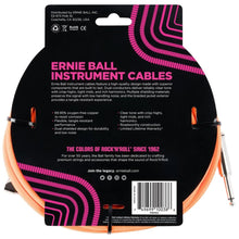 Ernie Ball P06084 Braided Straight to Right Angle Instrument Cable, Neon Orange, 18ft