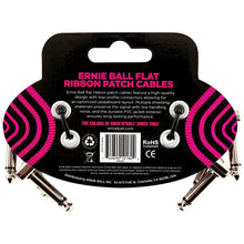 Ernie Ball P06220 Flat Ribbon Pedalboard Patch Cable, Right Angle to Right Angle, Black, 3 inch, 3-Pack