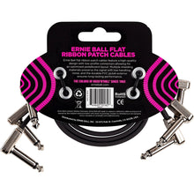 Ernie Ball P06222 Flat Ribbon Pedalboard Patch Cable, Right Angle to Right Angle, Black, 12 inch, 3-Pack