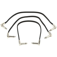 Ernie Ball P06222 Flat Ribbon Pedalboard Patch Cable, Right Angle to Right Angle, Black, 12 inch, 3-Pack