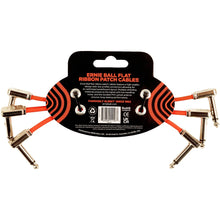 Ernie Ball P06402 Flat Ribbon Pedalboard Patch Cable, Right Angle to Right Angle, Red, 6-inch, 3-Pack