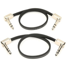 Ernie Ball P06405 Flat Ribbon Stereo Patch Cable, Right Angle to Right Angle, Black, 12 inch, 2-Pack