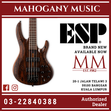 ESP LTD B-1004 4 String Bass - Bocote Top - Natural Satin Bass Guitar