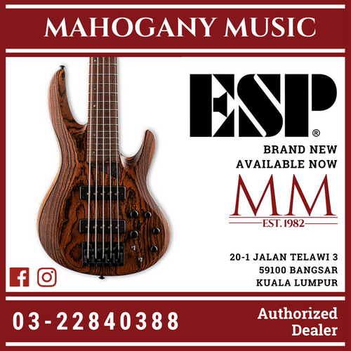 ESP LTD B-1005 5 String Bass - Bocote Top - Natural Satin Bass Guitar