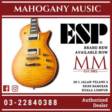 ESP LTD EC-1000T - Fishman Fluence Pickups - Flame Maple Top - Honey Burst Satin Electric Guitar