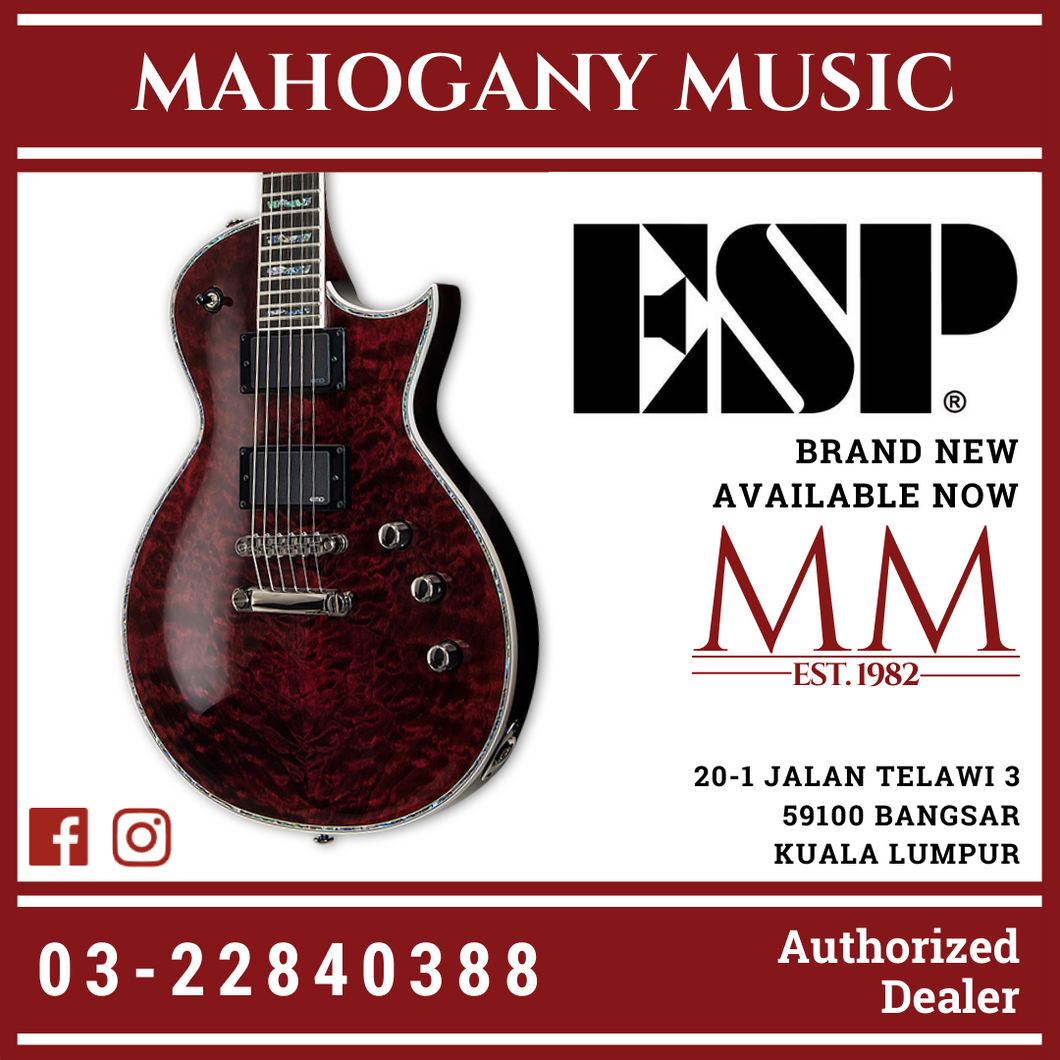 ESP LTD EC-1000 - EMG Pickups - Quilted Maple - See Thru Black Cherry Electric Guitar