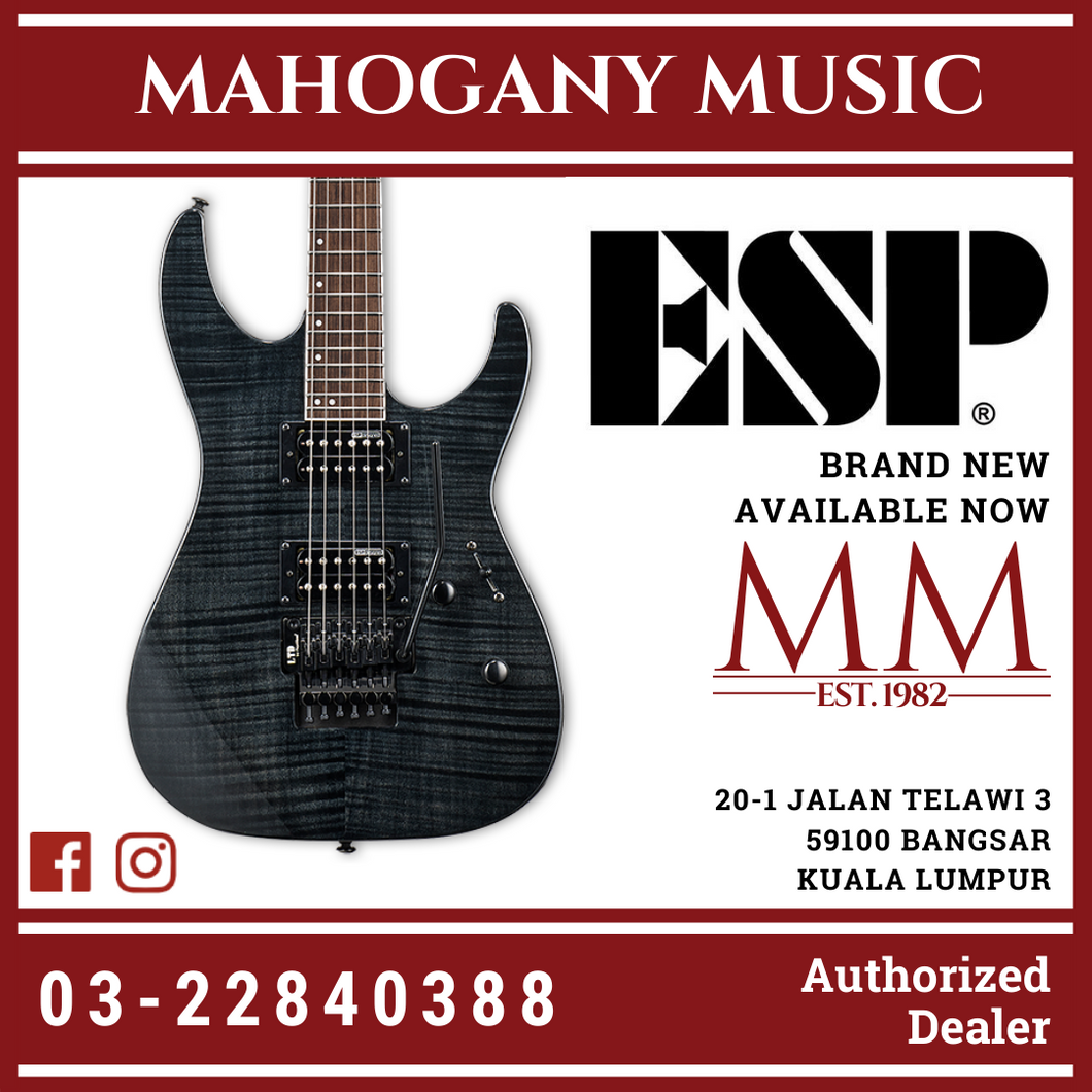 ESP LTD M-200FM Electric Guitar - Flame Maple Top - See Thru Black Electric Guitar