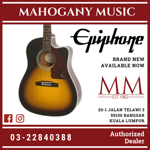Epiphone AJ-210CE Outfit Acoustic Guitar w/Case, Vintage Sunburst