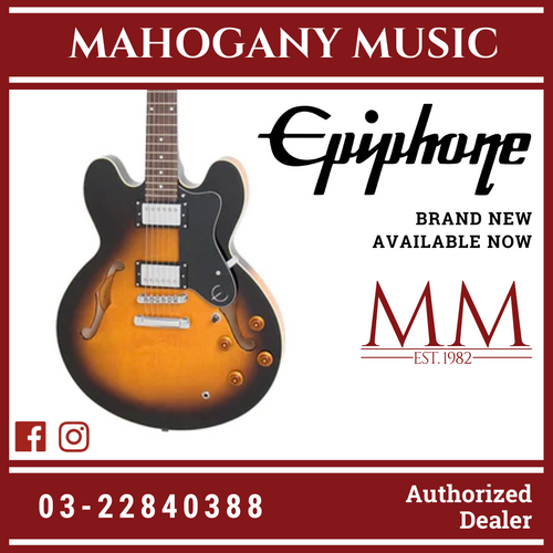 Epiphone Dot Hollowbody Electric Guitar, RW FB , Vintage Sunburst (NOS)