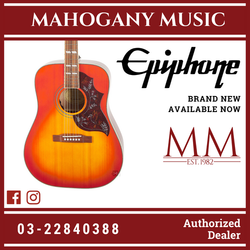 Epiphone Hummingbird Studio Solid Top Acoustic Guitar w/Fishman Sonitone, Faded Cherryburst