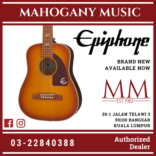 Epiphone Lil' Tex Travel Acoustic Electric Guitar, Faded Cherry