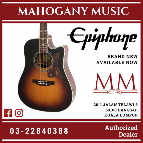 Epiphone Masterbilt DR-500MCE Acoustic/Electric Guitar, Rosewood Neck, Vintage Sunburst