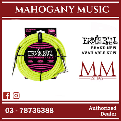 Ernie Ball EB6080 Instrument Cable 10 Ft, Neon Yellow