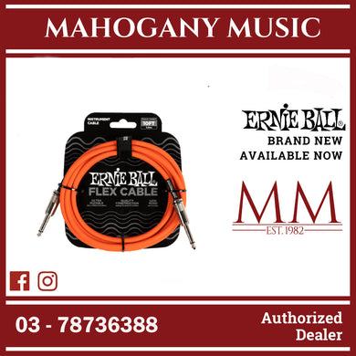 Ernie Ball EB6416 FLEX Instrument Cable 10 Ft, Orange