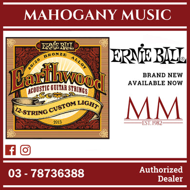 Ernie Ball P02013 Earthwood 80/20 Bronze 12-String Acoustic Guitar Strings, Custom Light, 10-48 Gauge