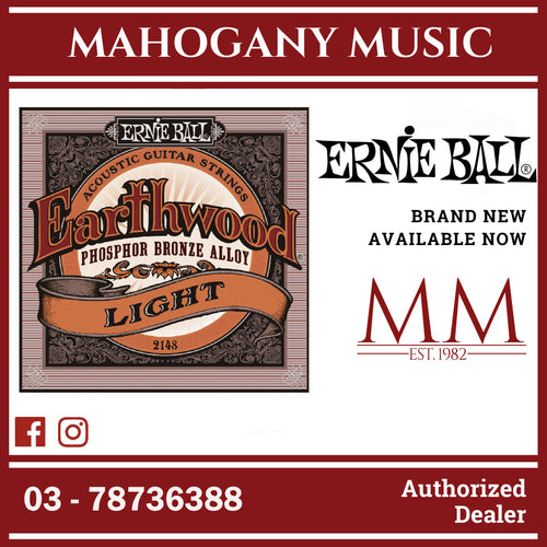 Ernie Ball P02148 Earthwood Phosophor Bronze Acoustic Guitar Strings, Light, 11-52 Gauge