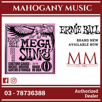 Ernie Ball P02213 Mega Slinky Nickel Wound Electric Guitar Strings, 10.5-48 Gauge
