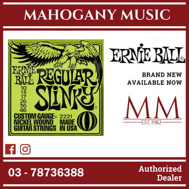 Ernie Ball P02221 Regular Slinky Nickel Wound Electric Guitar Strings, 10-46 Gauge