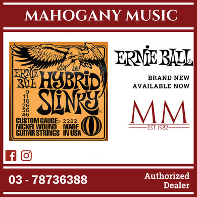 Ernie Ball P02222 Hybrid Slinky Nickel Wound Electric Guitar Strings, 9-46 Gauge