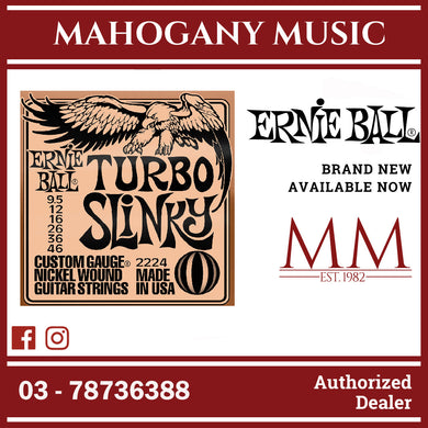Ernie Ball P02224 Turbo Slinky Nickel Wound Electric Guitar Strings, 9.5-46 Gauge
